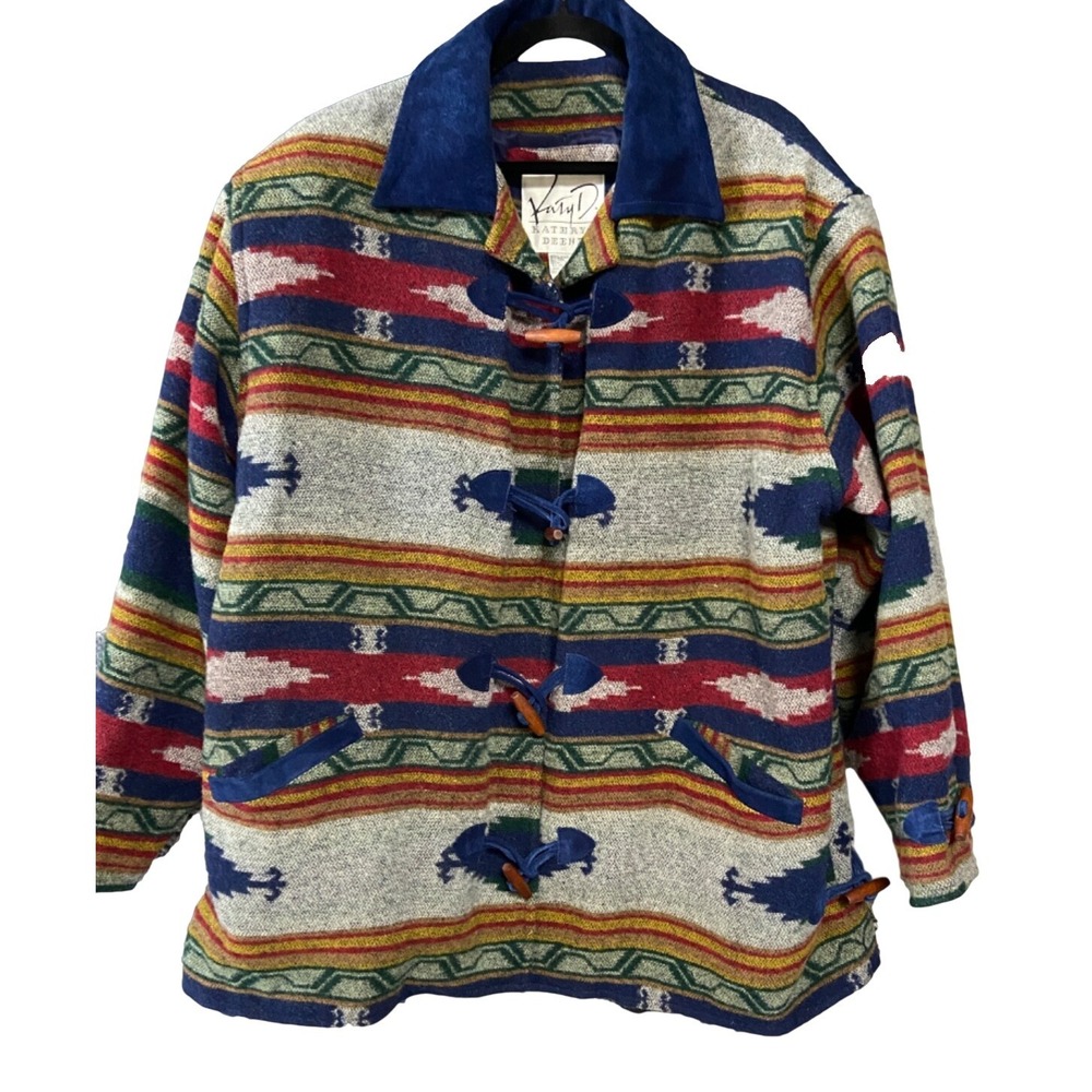 Vintage Kathryn Deene Jacket Womens 22/24 Southwestern Stripe Toggle Western
